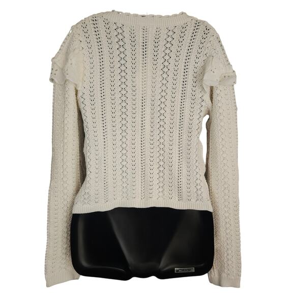 Lost and Wander Irina Scalloped Pointelle Cardigan White sz Medium Large NWT - Picture 7 of 11